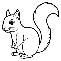 Cute Black Vector Squirrel Line Art Black Vector Silhouette Cartoon Illustratio