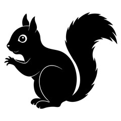 Cute Black Vector Squirrel Line Art Black Vector Silhouette Cartoon Illustratio