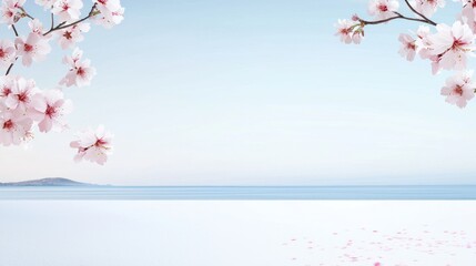 Serene Cherry Blossoms by the Sea