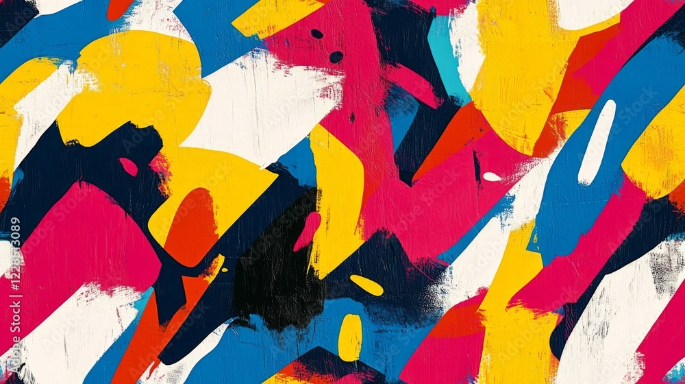 Poster abstract colorful paint strokes dynamic composition