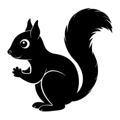 Cute Black Vector Squirrel Line Art Black Vector Silhouette Cartoon Illustratio