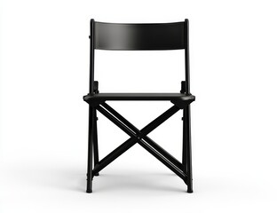Fototapeta premium Black folding chair isolated on white. (1)