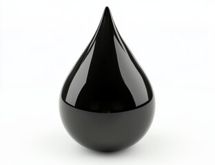 Obraz premium Single black oil drop isolated on white. (1)