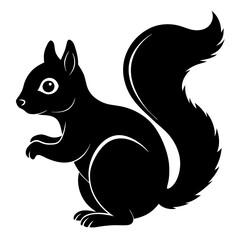 Cute Black Vector Squirrel Line Art Black Vector Silhouette Cartoon Illustratio