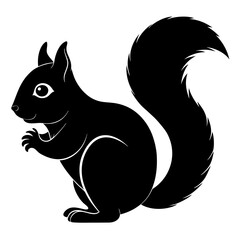 Cute Black Vector Squirrel Line Art Black Vector Silhouette Cartoon Illustratio