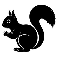 Cute Black Vector Squirrel Line Art Black Vector Silhouette Cartoon Illustratio