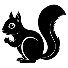 Cute Black Vector Squirrel Line Art Black Vector Silhouette Cartoon Illustratio
