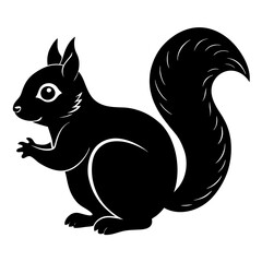 Cute Black Vector Squirrel Line Art Black Vector Silhouette Cartoon Illustratio