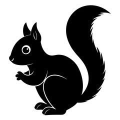 Cute Black Vector Squirrel Line Art Black Vector Silhouette Cartoon Illustratio