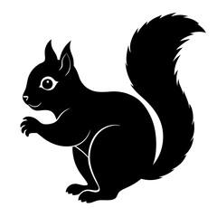 Cute Black Vector Squirrel Line Art Black Vector Silhouette Cartoon Illustratio