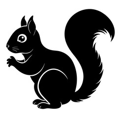 Cute Black Vector Squirrel Line Art Black Vector Silhouette Cartoon Illustratio