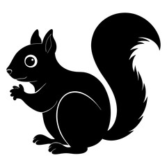 Cute Black Vector Squirrel Line Art Black Vector Silhouette Cartoon Illustratio