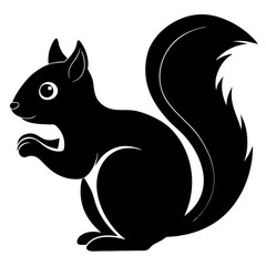 Cute Black Vector Squirrel Line Art Black Vector Silhouette Cartoon Illustratio