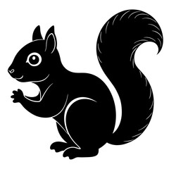Cute Black Vector Squirrel Line Art Black Vector Silhouette Cartoon Illustratio