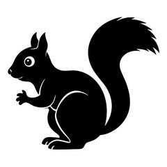 Cute Black Vector Squirrel Line Art Black Vector Silhouette Cartoon Illustratio