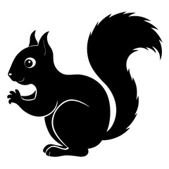 Cute Black Vector Squirrel Line Art Black Vector Silhouette Cartoon Illustratio