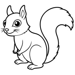 Cute Black Vector Squirrel Line Art Black Vector Silhouette Cartoon Illustratio