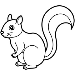 Cute Black Vector Squirrel Line Art Black Vector Silhouette Cartoon Illustratio