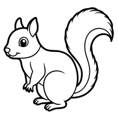 Cute Black Vector Squirrel Line Art Black Vector Silhouette Cartoon Illustratio