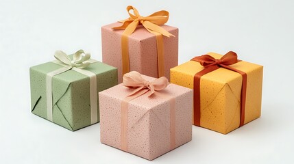 Obraz premium Four Beautifully Wrapped Gifts in Pastel Colors