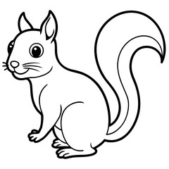 Cute Black Vector Squirrel Line Art Black Vector Silhouette Cartoon Illustratio