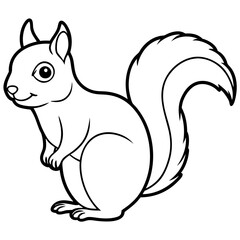 Cute Black Vector Squirrel Line Art Black Vector Silhouette Cartoon Illustratio