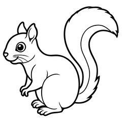 Cute Black Vector Squirrel Line Art Black Vector Silhouette Cartoon Illustratio