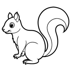 Cute Black Vector Squirrel Line Art Black Vector Silhouette Cartoon Illustratio