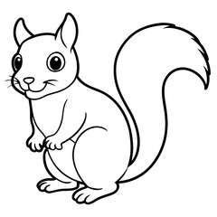 Cute Black Vector Squirrel Line Art Black Vector Silhouette Cartoon Illustratio