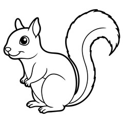 Cute Black Vector Squirrel Line Art Black Vector Silhouette Cartoon Illustratio