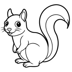 Cute Black Vector Squirrel Line Art Black Vector Silhouette Cartoon Illustratio