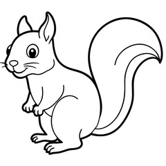 Cute Black Vector Squirrel Line Art Black Vector Silhouette Cartoon Illustratio