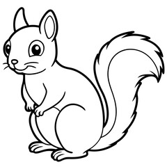 Cute Black Vector Squirrel Line Art Black Vector Silhouette Cartoon Illustratio