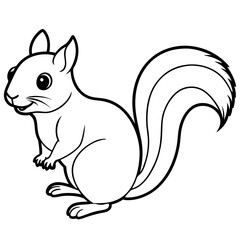 Cute Black Vector Squirrel Line Art Black Vector Silhouette Cartoon Illustratio