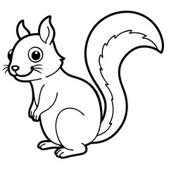 Cute Black Vector Squirrel Line Art Black Vector Silhouette Cartoon Illustratio