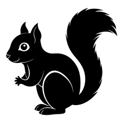 Cute Black Vector Squirrel Line Art Black Vector Silhouette Cartoon Illustratio
