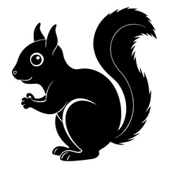 Cute Black Vector Squirrel Line Art Black Vector Silhouette Cartoon Illustratio
