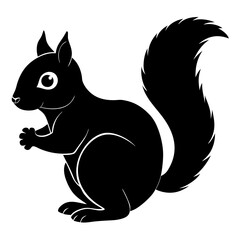 Cute Black Vector Squirrel Line Art Black Vector Silhouette Cartoon Illustratio