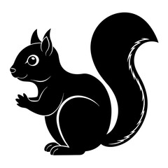 Cute Black Vector Squirrel Line Art Black Vector Silhouette Cartoon Illustratio