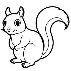 Cute Black Vector Squirrel Line Art Black Vector Silhouette Cartoon Illustration
