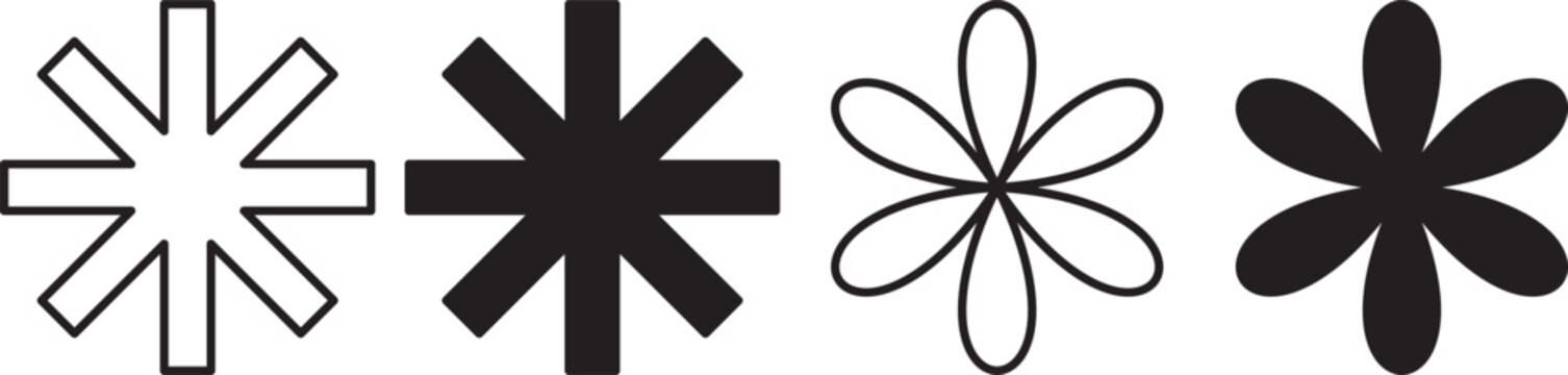 outline silhouette Asterisk icon set
