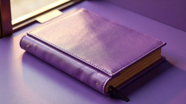 A Luxurious Purple Leather-Bound Journal Rests on a Matching Surface, Suggesting Elegance and Sophistication