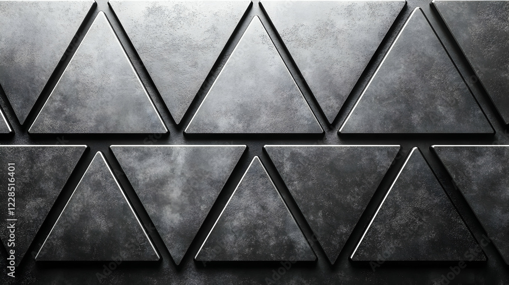 Poster dark gray metallic triangle pattern background