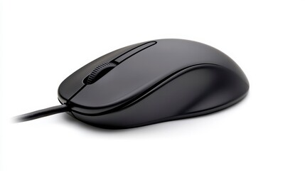 Black Computer Mouse on a White Background for Tech Use