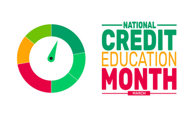 National Credit Education Month. This holiday-themed design is perfect for backgrounds Template, banners, greeting cards, posters with text inscription, and social media posts. Vector illustration.