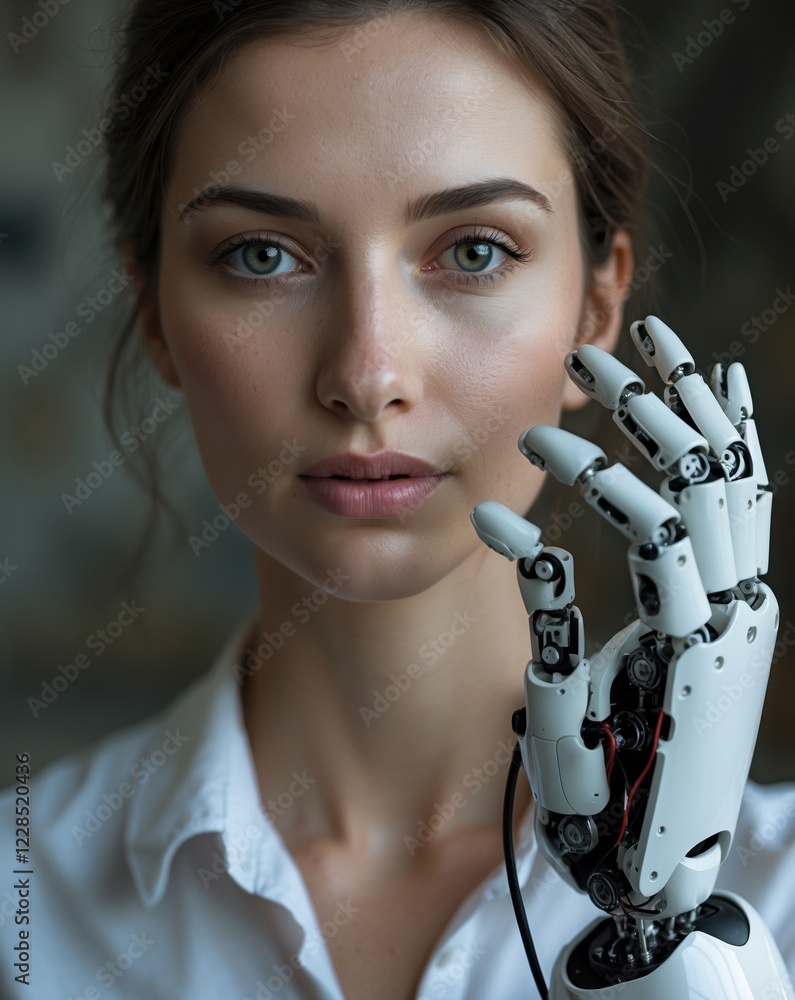 Poster modern high-tech concepts human-robot interaction in urban environments