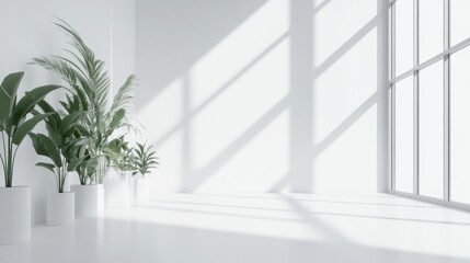 Minimalist Room with Large Window and Sunlight