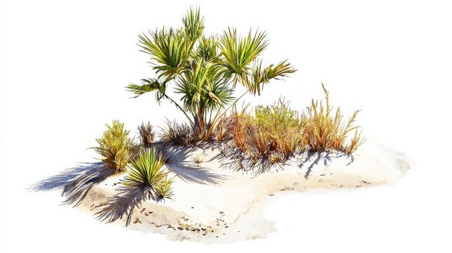 Lush tropical vegetation on sandy beach showcasing vibrant plants and natural beauty
