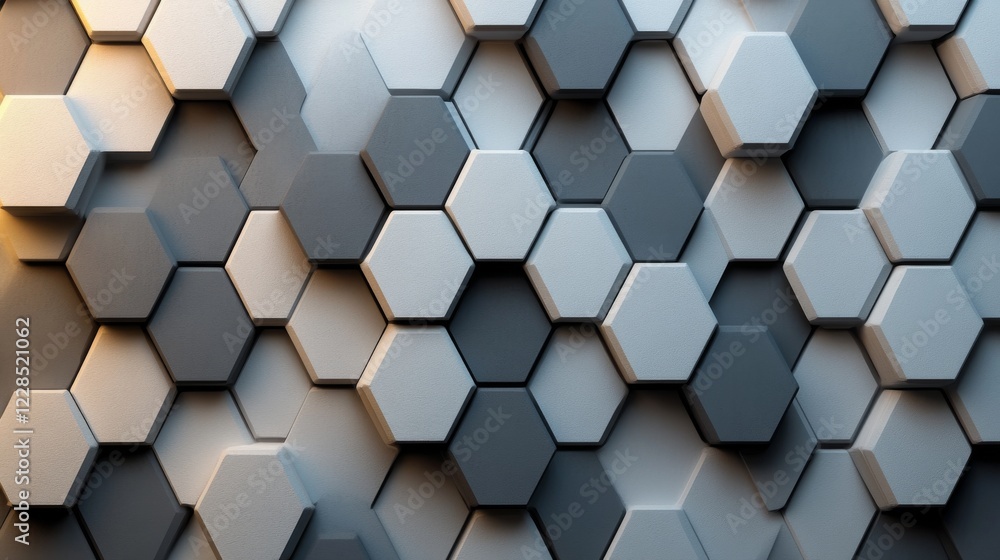 Poster abstract hexagon pattern grey and white texture