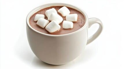 Delicious Hot Chocolate with Marshmallows in White Mug